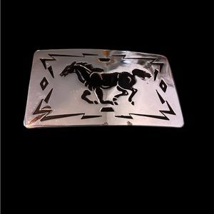 Horse Belt Buckle Southwestern Native Design Vintage 80s Chambers Belt Company